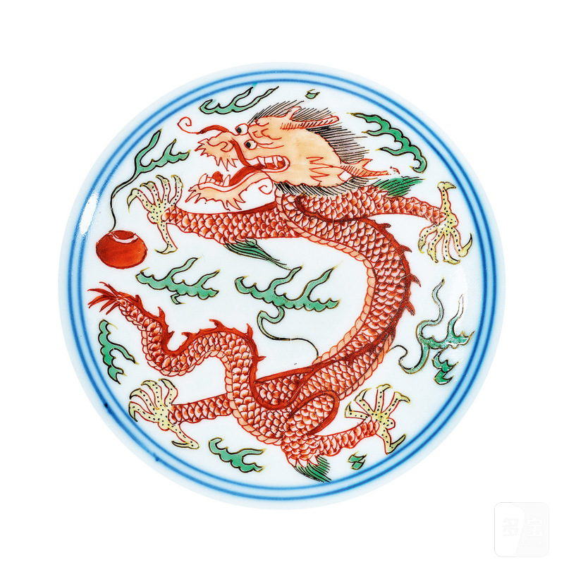清康熙 五彩龙凤纹碗 - 图2